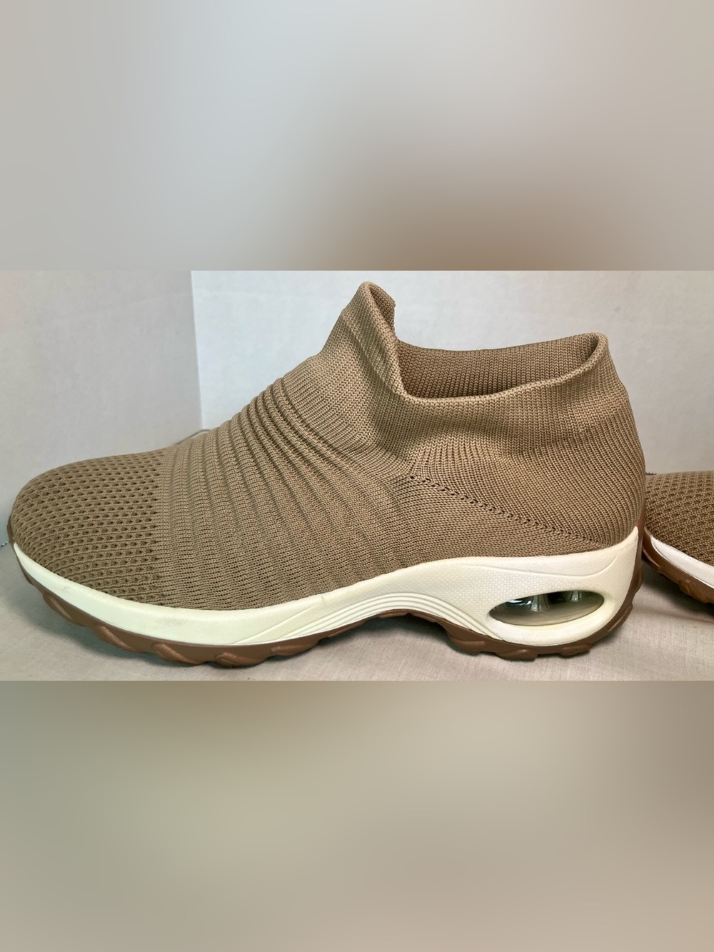 STQ Women's Walking Shoes Slip on Breathable Sneakers Taupe US SIZE 9 - Picture 12 of 16